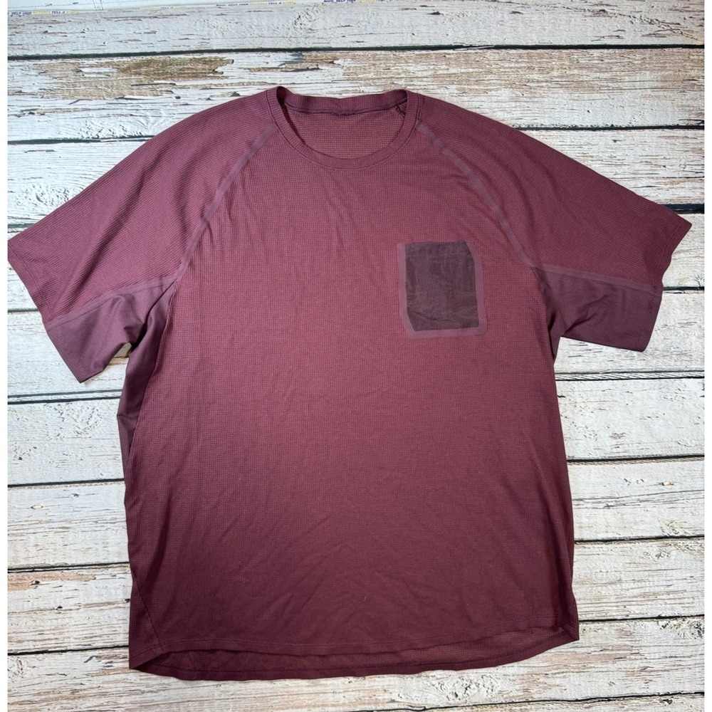 LULULEMON‎ Ventilated Hiking Short Sleeve Shirt  Dark Red Purple XL